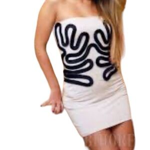 Topshop Baroque Strapless Dress Sz US 4 Women Zip Up